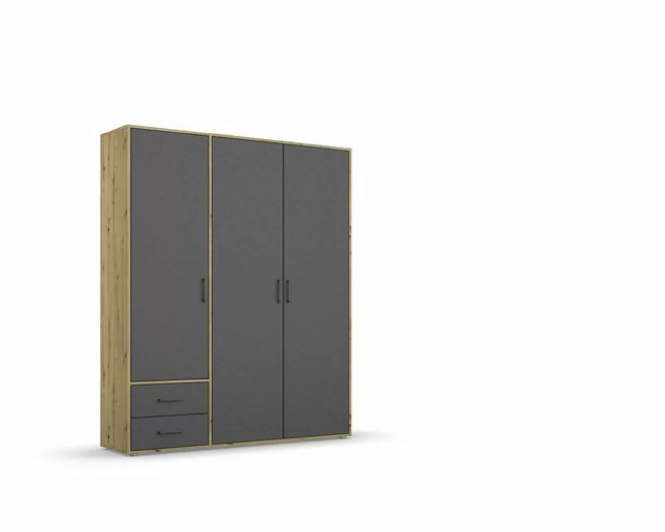 freiraum Drehtürenschrank Voyager 3 Böden, 1 Stange, grau metallic / Eiche günstig online kaufen