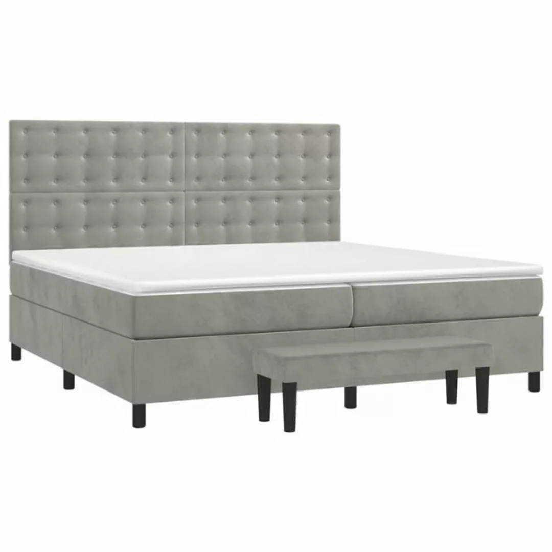 vidaXL Boxspringbett Boxspringbett mit Matratze Hellgrau 200x200 cm Samt Be günstig online kaufen