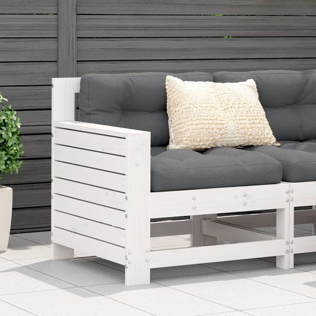 vidaXL Loungesofa Gartensofa mit Armlehne und Kissen Wachsbraun Massivholz günstig online kaufen