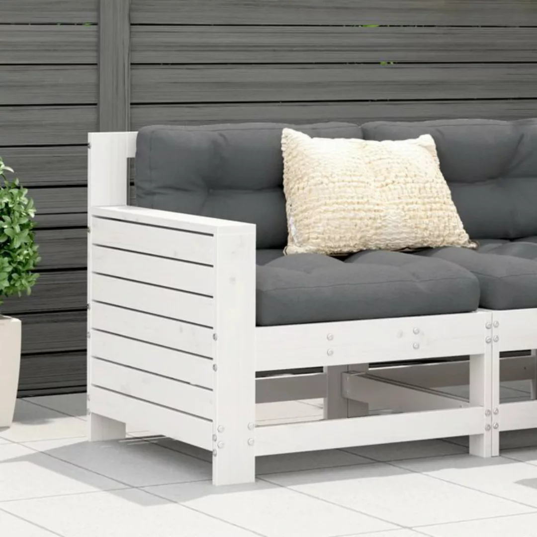 vidaXL Sofaelement Gartensofa mit Armlehne Weiß 69x62x70,5 cm Massivholz Ki günstig online kaufen