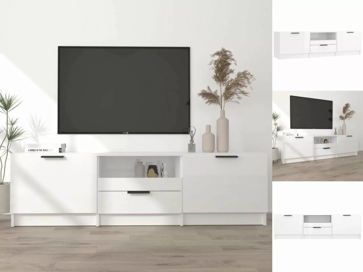 vidaXL TV-Schrank TV-Schrank Hochglanz-Weiß 140x35x40 cm Spanplatte Lowboar günstig online kaufen