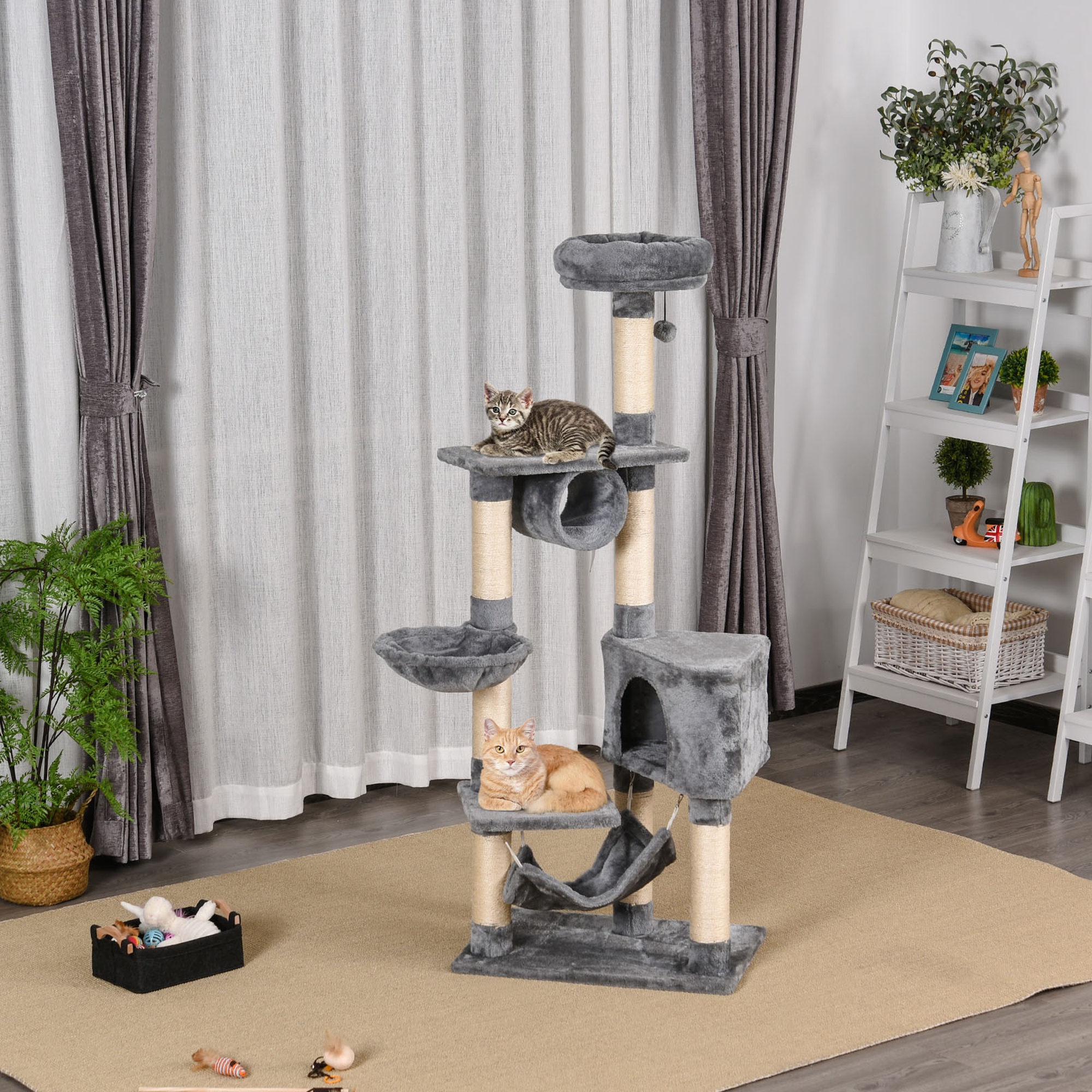 PawHut Kratzbaum für Katzen mit Höhle, Hängematte, schwebenden Betten und S günstig online kaufen