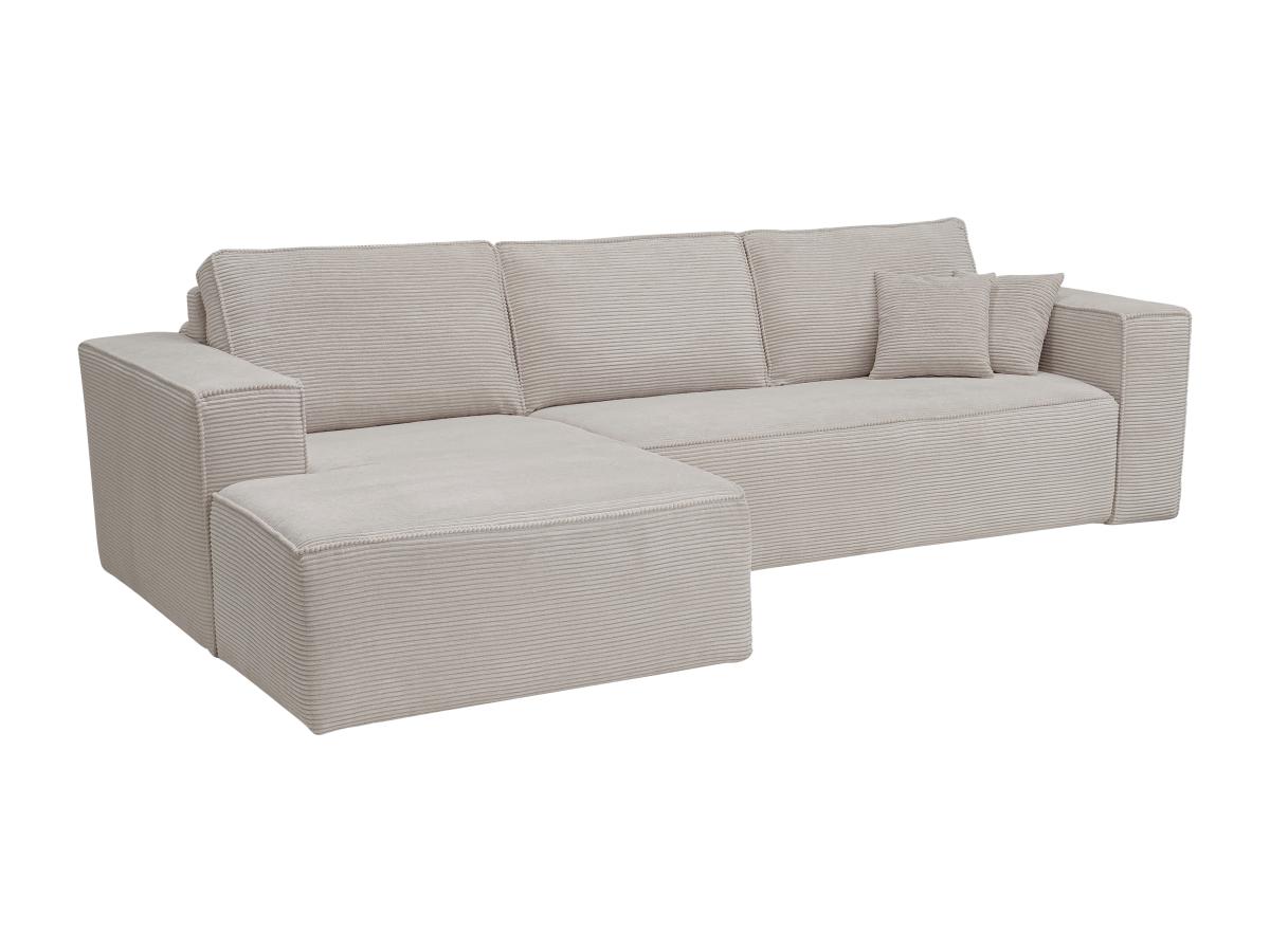 Eckschlafsofa mit Matratze - Ecke links - Cord - Beige - Liegefläche 140 cm günstig online kaufen