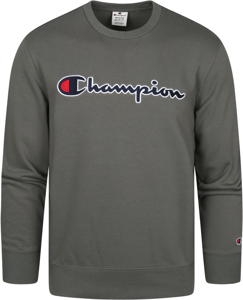 Champion Sweater Script Logo Dunkelgrün - Größe M günstig online kaufen