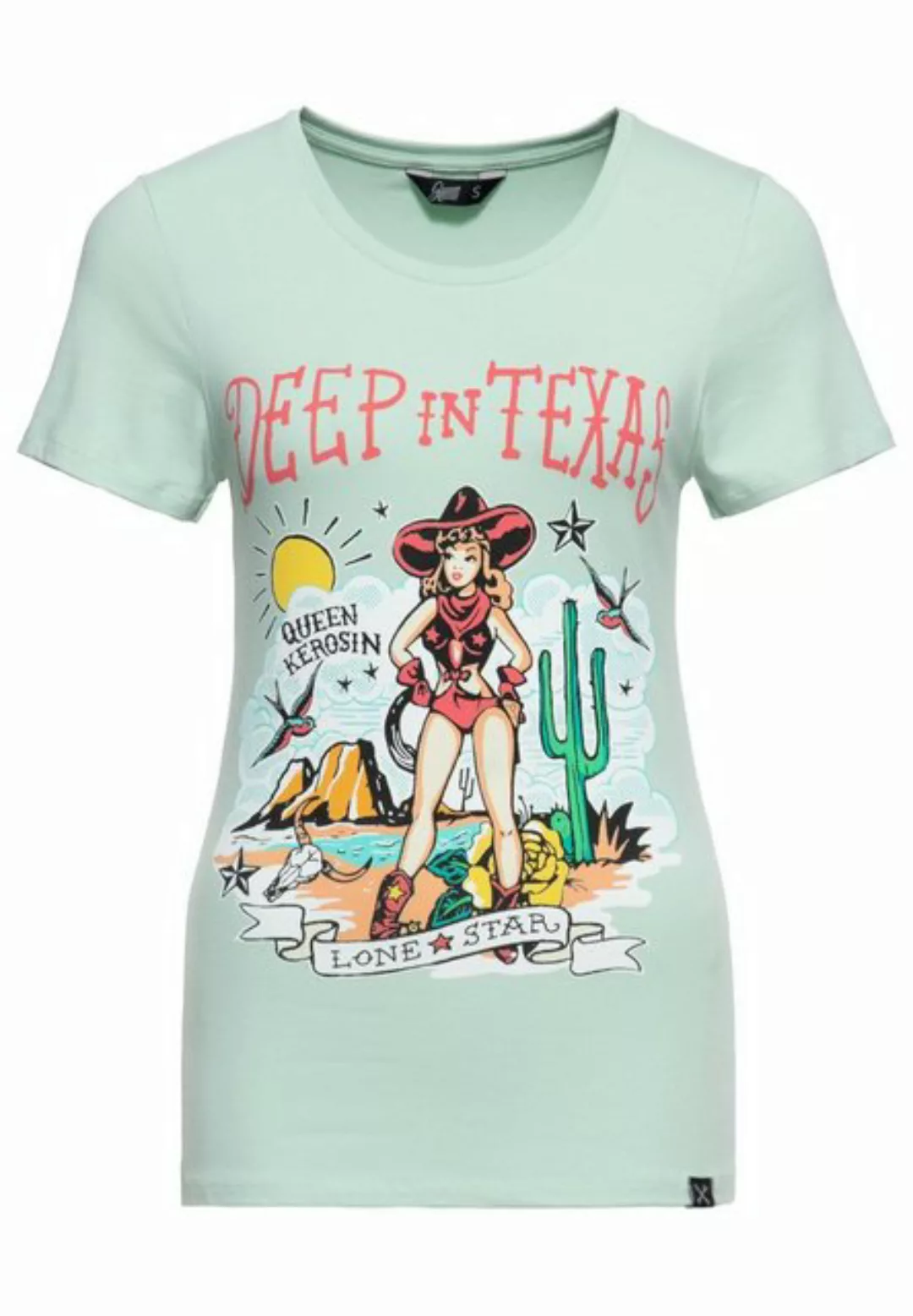 QueenKerosin Print-Shirt Deep in Texas (1-tlg) mit Retro Front Print günstig online kaufen