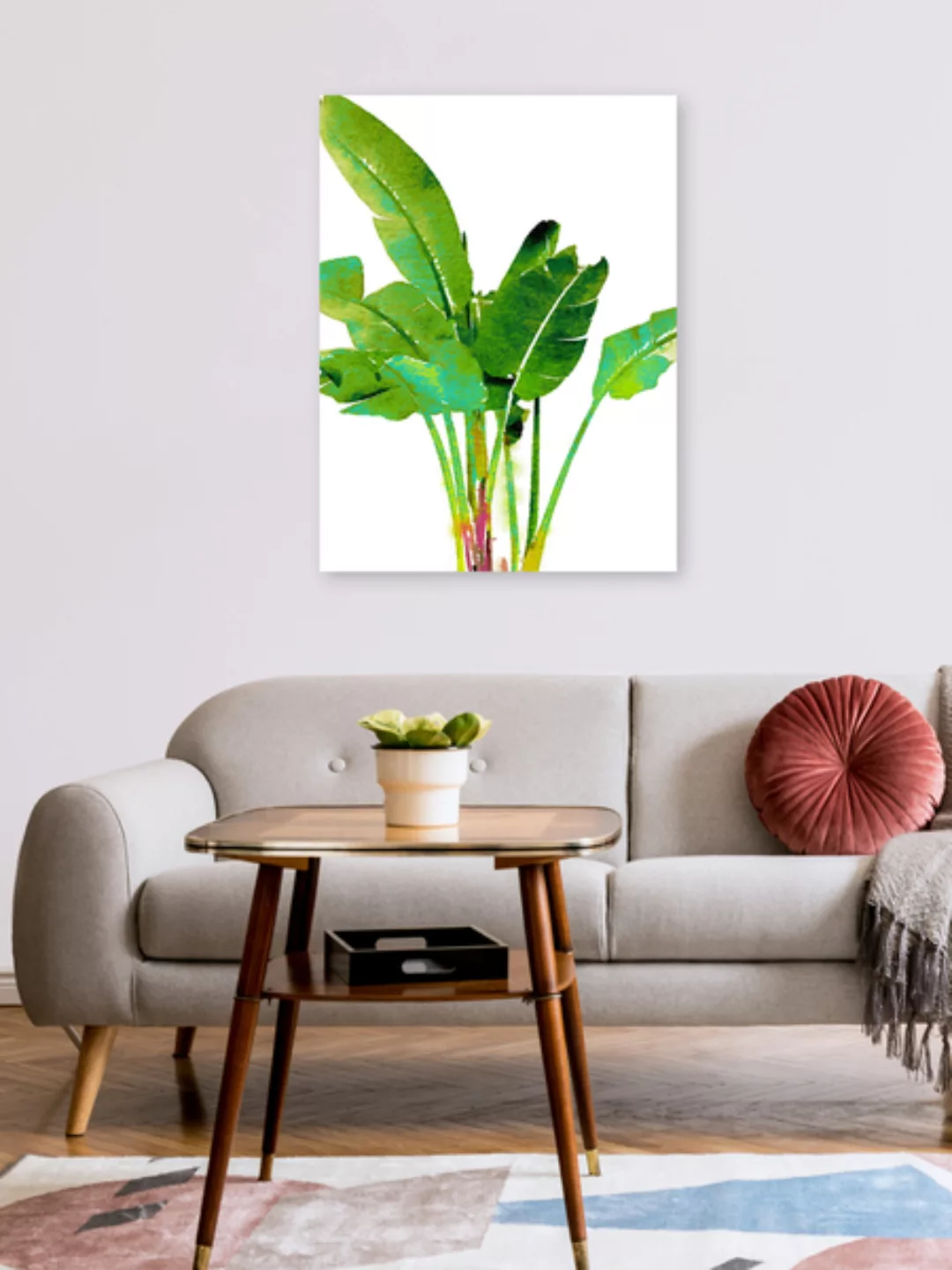 Poster / Leinwandbild - Tropical Banana Leaves Watercolor günstig online kaufen
