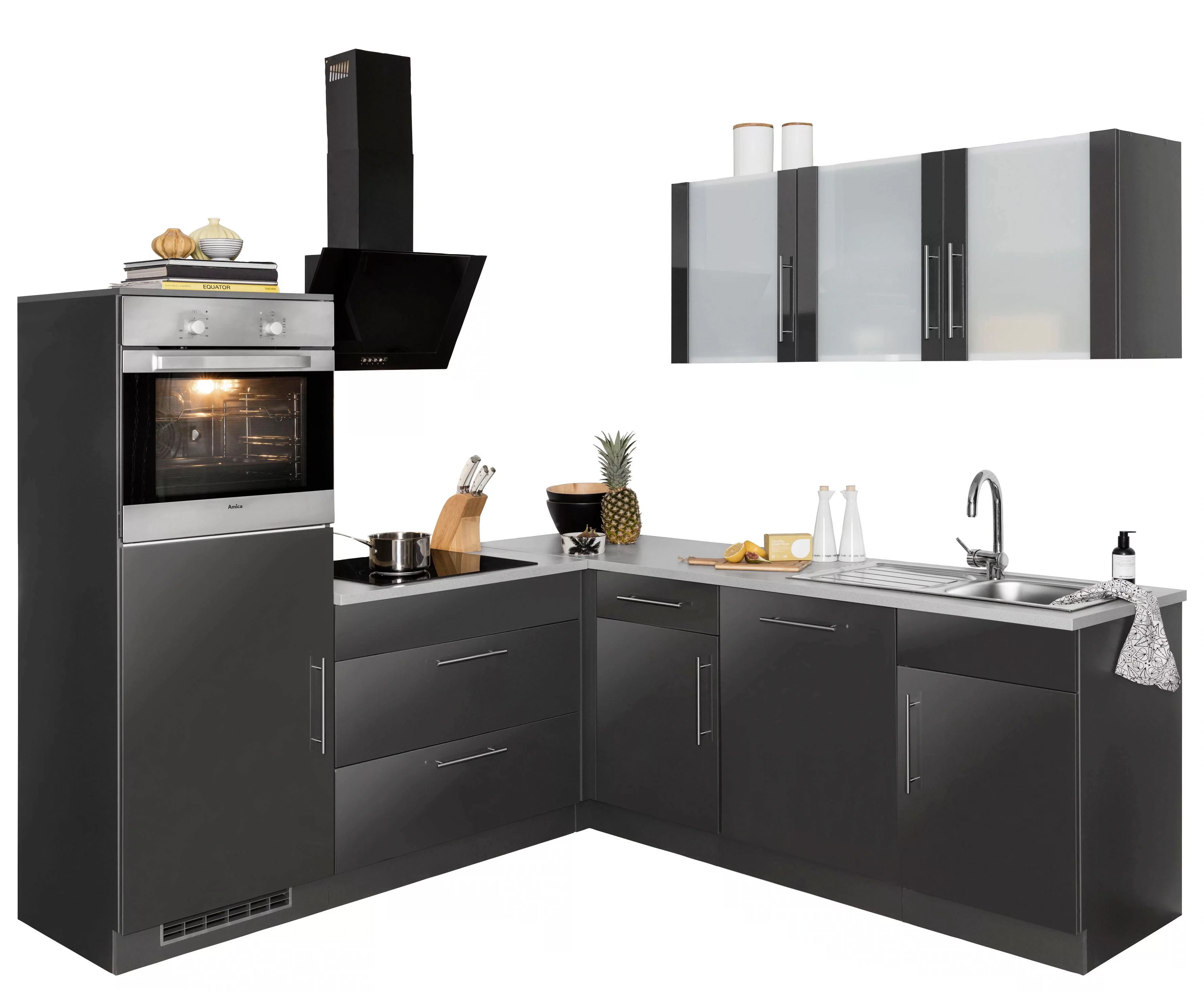 wiho Küchen Winkelküche "Cali", mit E-Geräten, Stellbreite 210 x 220 cm günstig online kaufen
