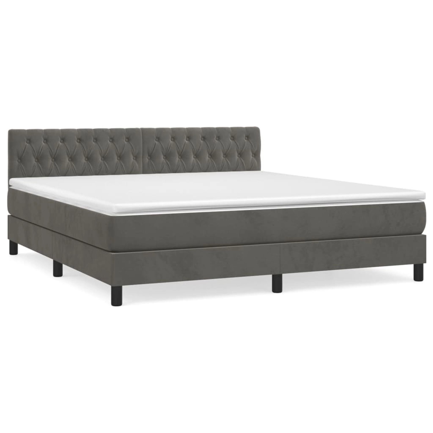 vidaXL Boxspringbett mit Matratze Dunkelgrau 180x200 cm Samt1367310 günstig online kaufen