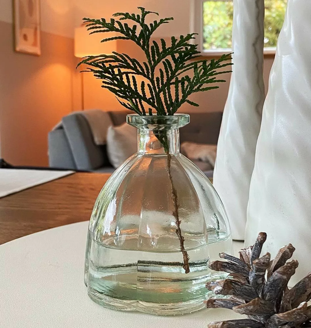 Vase Glas Vintage Tischvase Transparent Blumenvase Nostalgie Dekovase 11cm günstig online kaufen