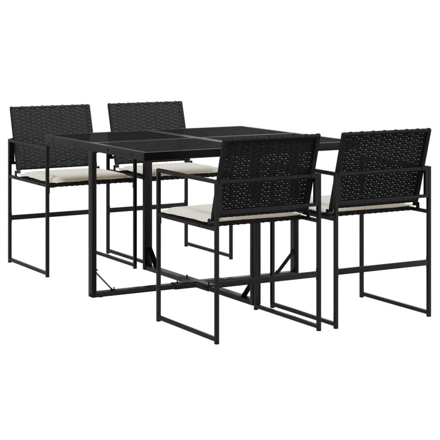 vidaXL 5-tlg Garten-Essgruppe mit Kissen Schwarz Poly Rattan Modell 218 günstig online kaufen