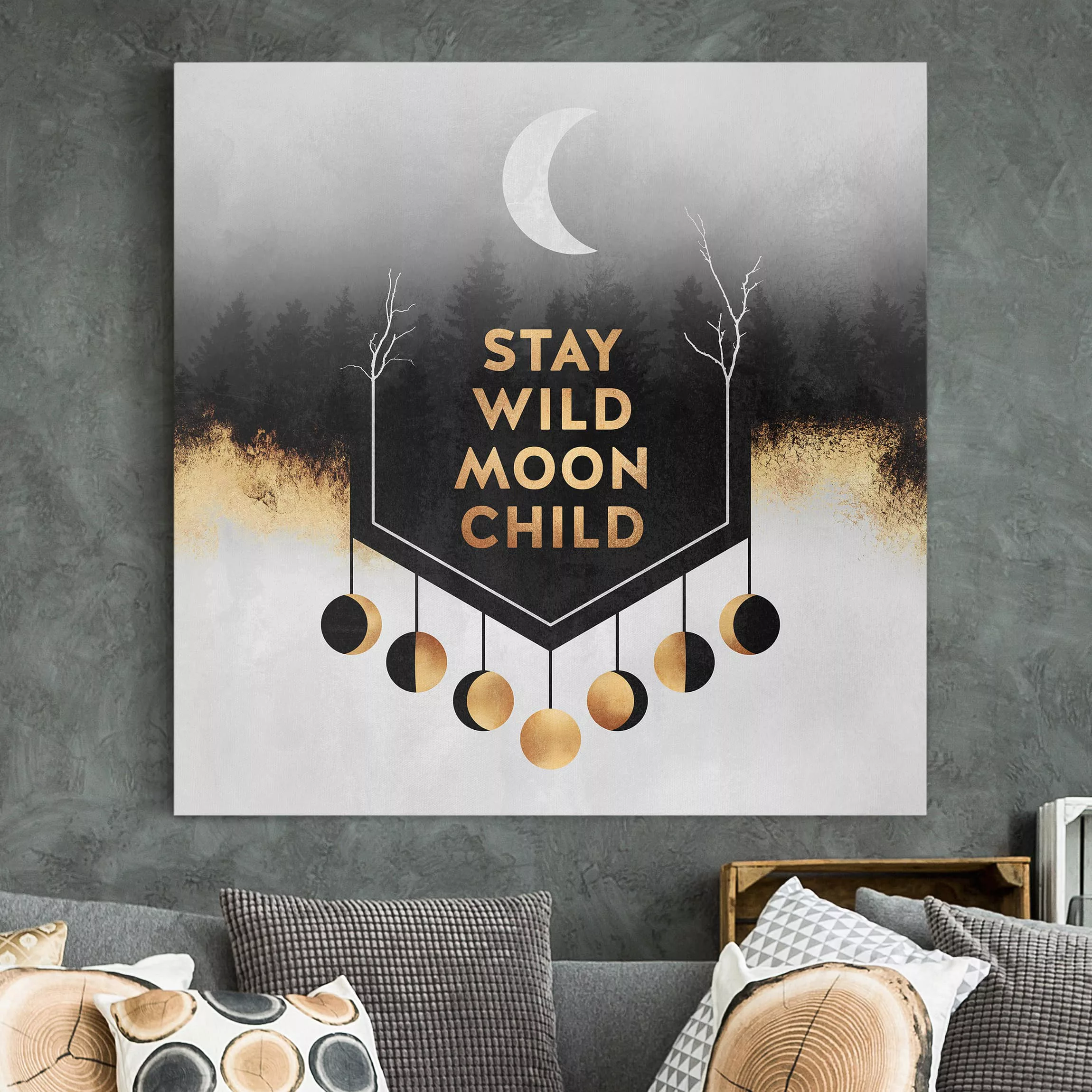 Leinwandbild Abstrakt - Quadrat Stay Wild Moon Child günstig online kaufen