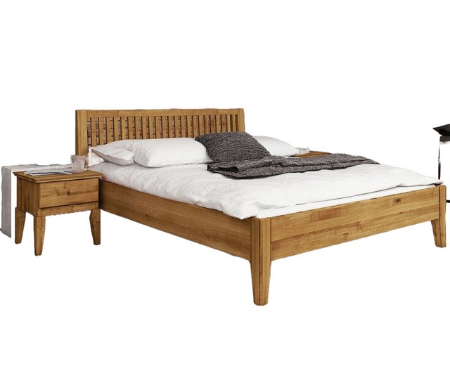 Natur24 Einzelbett Bett Sydo 1 Wildeiche massiv 120x200cm mit Holzkopfteil günstig online kaufen