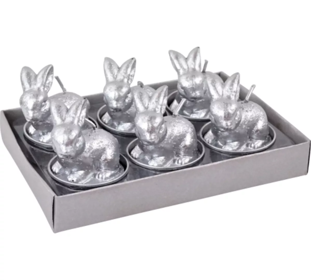 Teelichter Hasen Silber 6er-Set günstig online kaufen