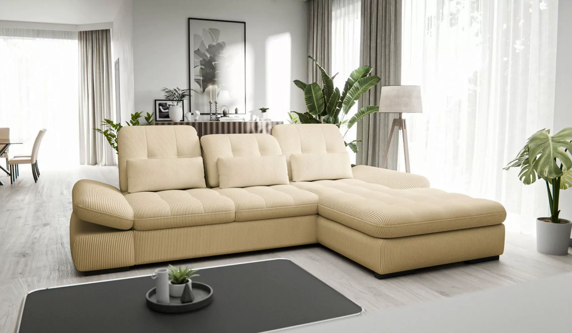 Hygger Möbelhaus Ecksofa Ecksofa Oregon 300x200 cm, wahlweise mit Schlaffun günstig online kaufen