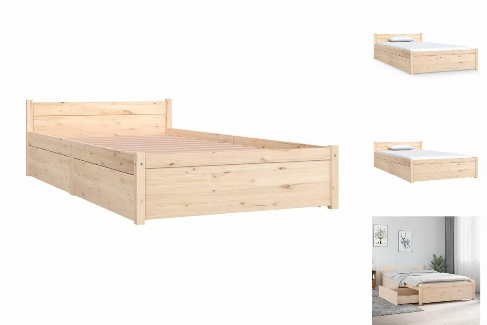 vidaXL Bettgestell Bett mit Schubladen 90x190 cm 3FT Single Bett Bettgestel günstig online kaufen