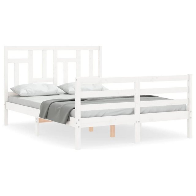 vidaXL Bett Massivholzbett mit Kopfteil Weiß 120x200 cm günstig online kaufen