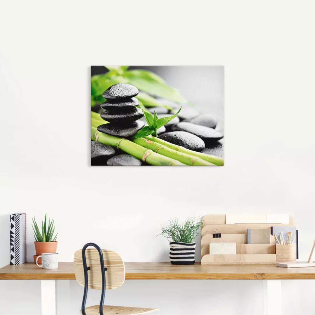 Artland Wandbild "Wachstum - Lavasteine Bambus", Zen, (1 St.), als Alubild, günstig online kaufen