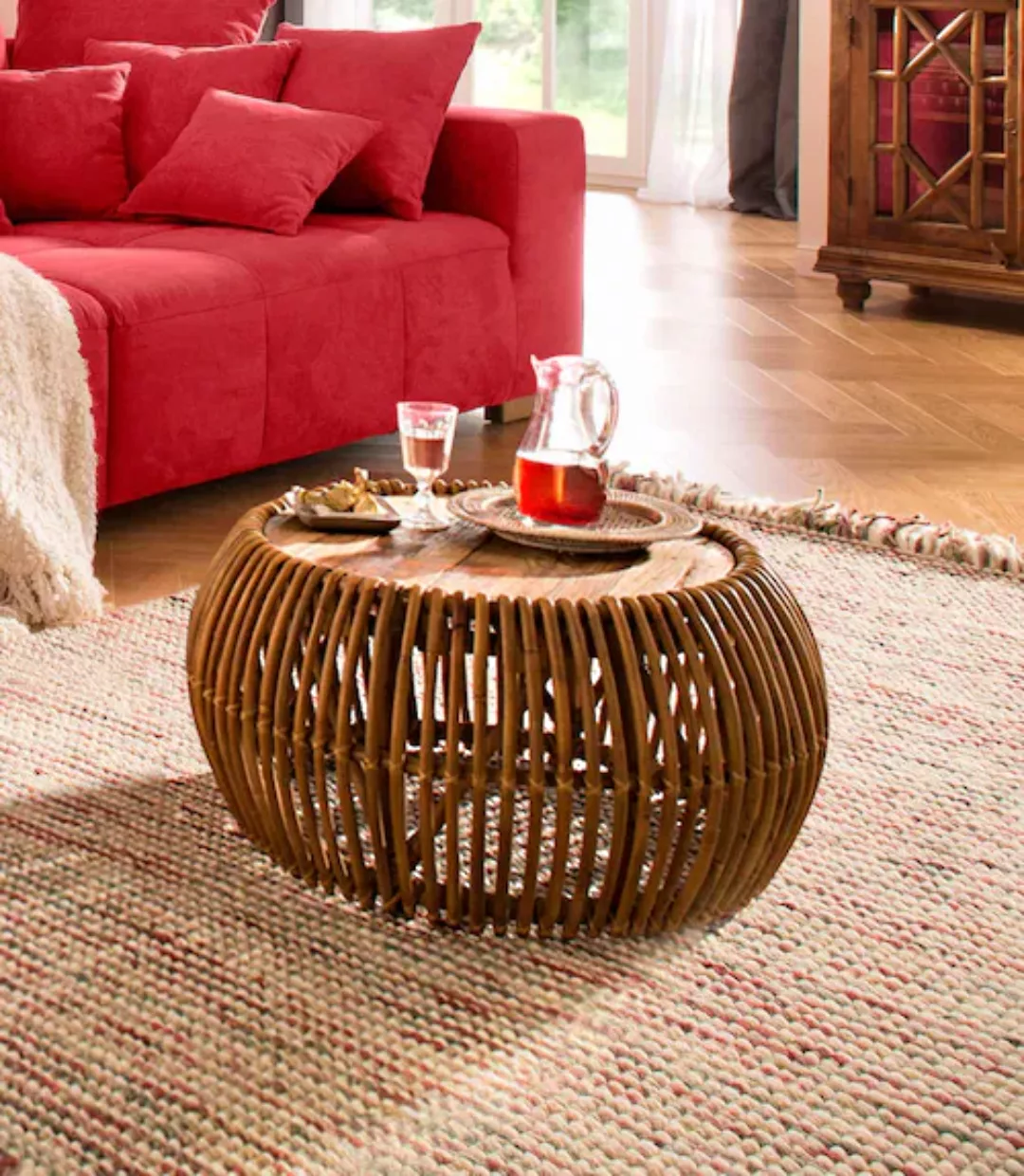 SIT Couchtisch »Rattan Vintage«, Maße (B/T/H): 80/80/40 cm, Shabby Chic, Vi günstig online kaufen