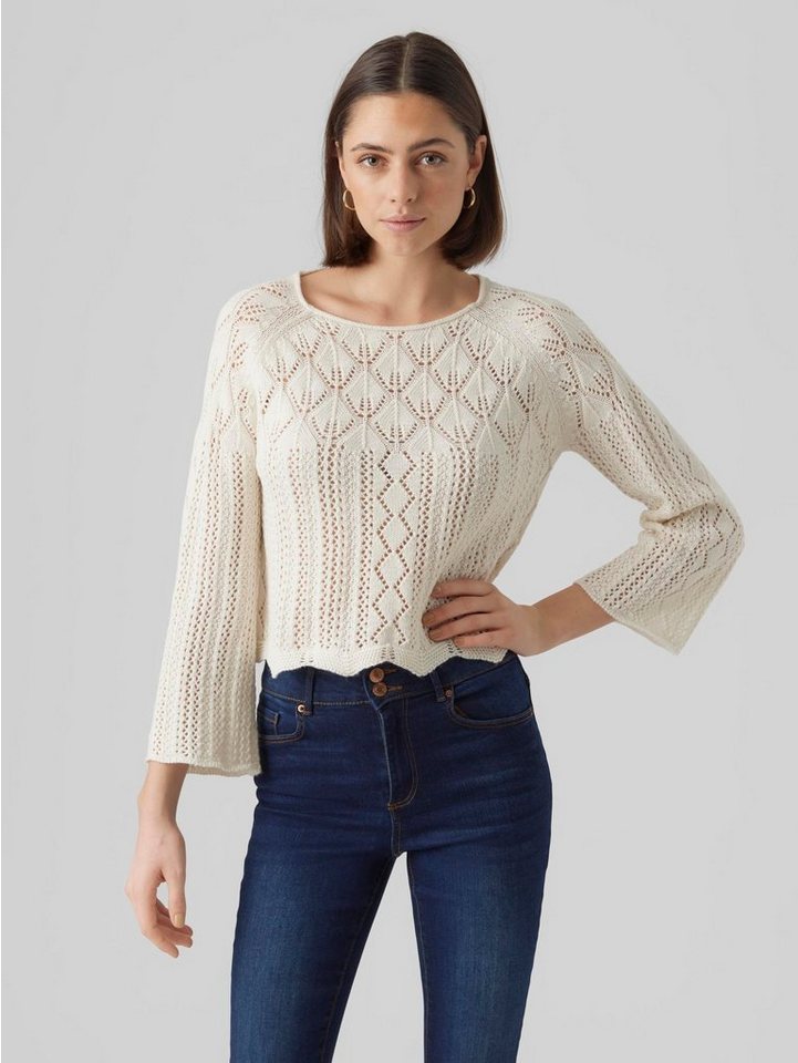 Vero Moda Strickpullover Legerer Feinstrick Pullover Weiches Strick Muster günstig online kaufen