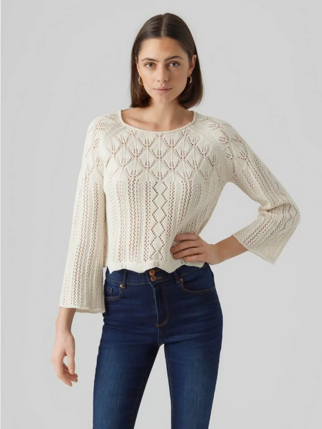 Vero Moda Strickpullover Legerer Feinstrick Pullover Weiches Strick Muster günstig online kaufen