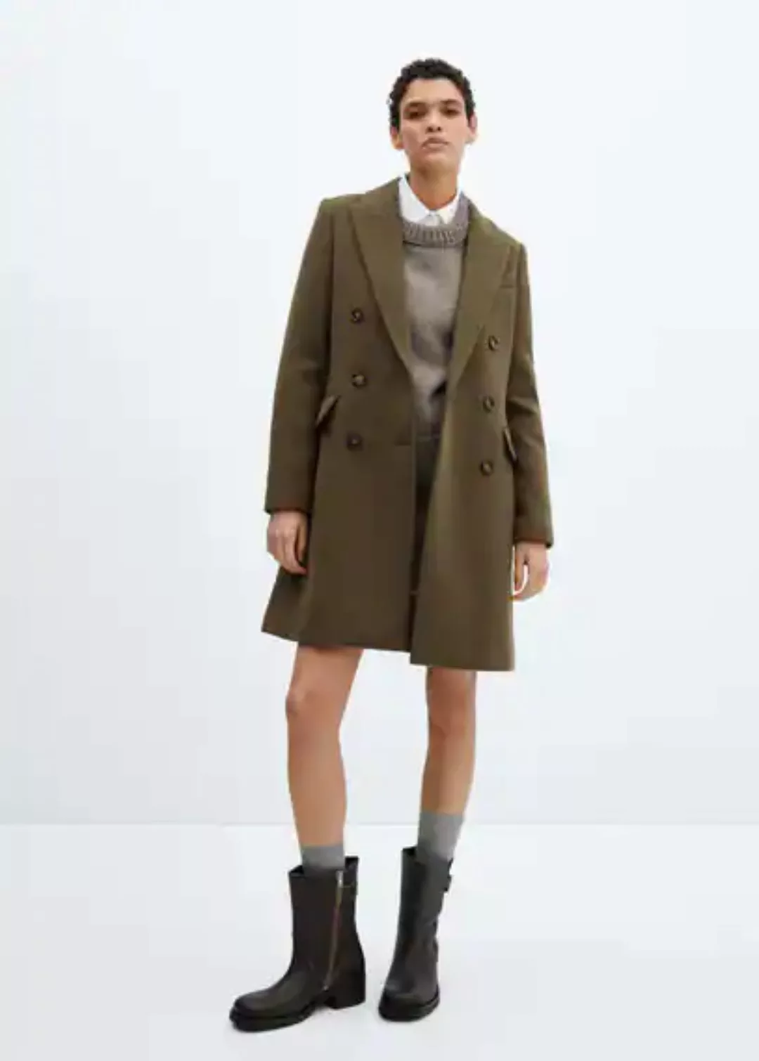Zweireihiger Mantel aus Woll-Mix günstig online kaufen