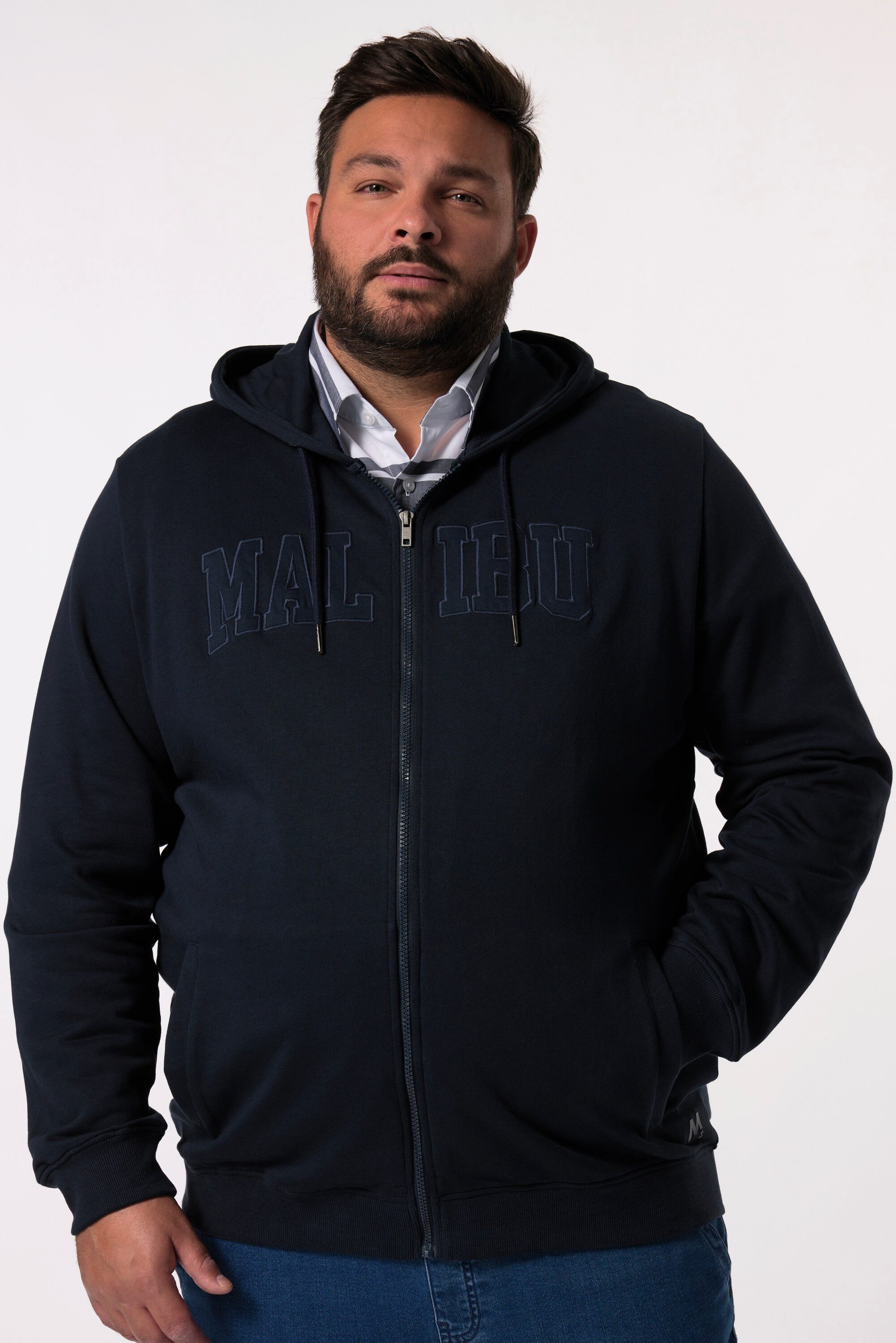 Men Plus Fleecejacke Men+ Kapuzen-Sweatjacke Applikation günstig online kaufen