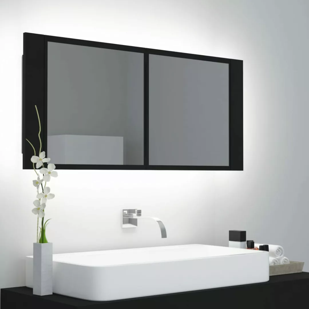 Led-bad-spiegelschrank Schwarz 100x12x45 Cm günstig online kaufen