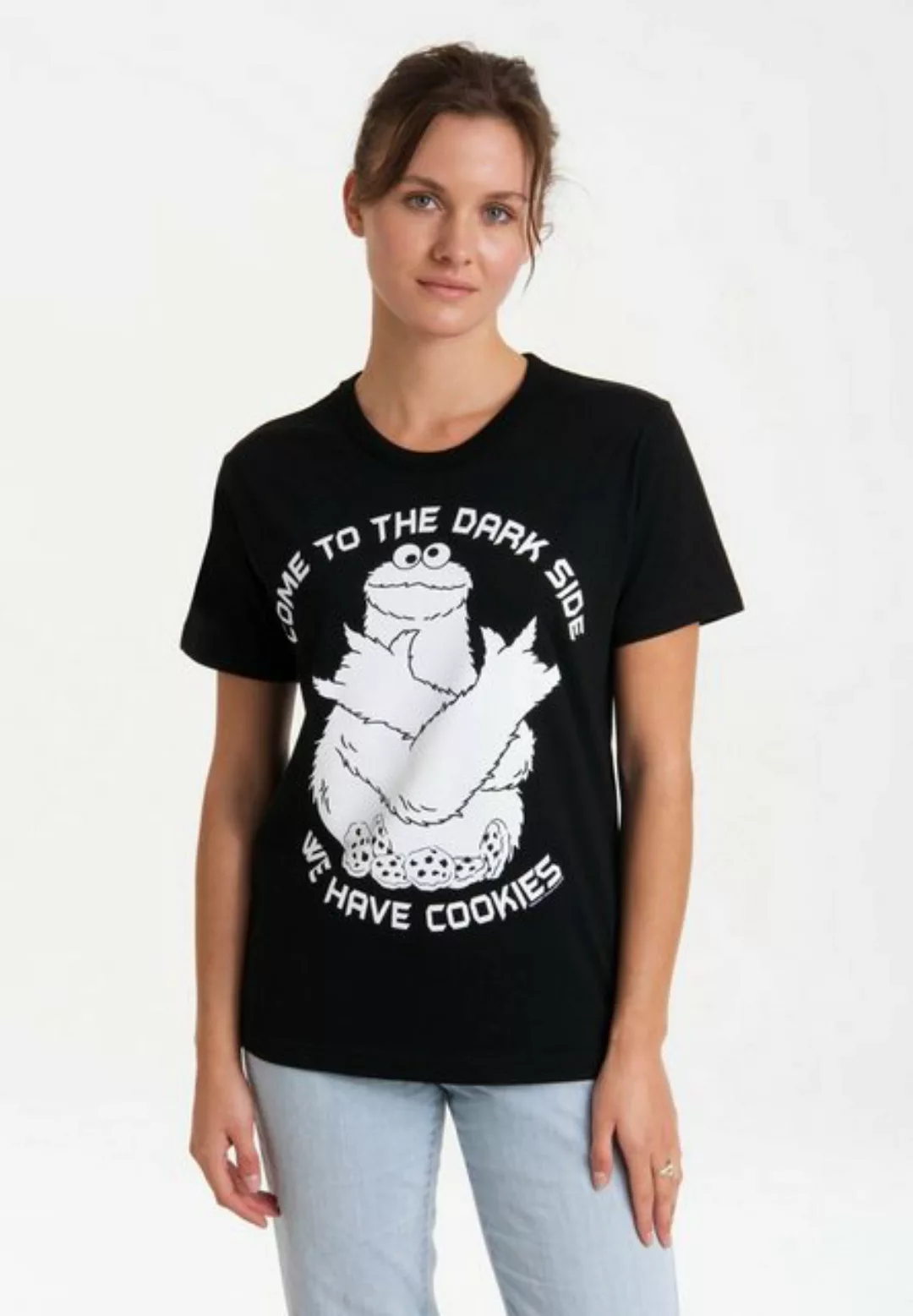 LOGOSHIRT T-Shirt Sesamstrasse – Krümelmonster Dark Side mit lizenziertem P günstig online kaufen