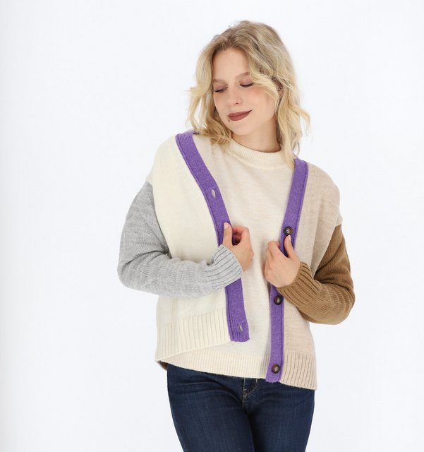 halsüberkopf Accessoires Cardigan Color Block aus hochwertigem Wollmix! günstig online kaufen