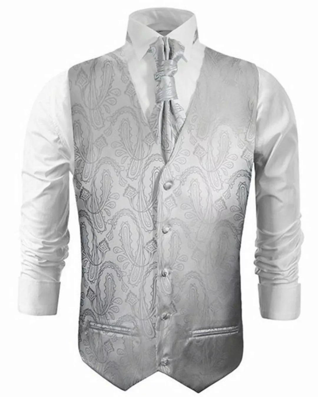 Paul Malone Anzugweste Herren Hochzeitsweste mit Plastron Set 2tlg paisley günstig online kaufen