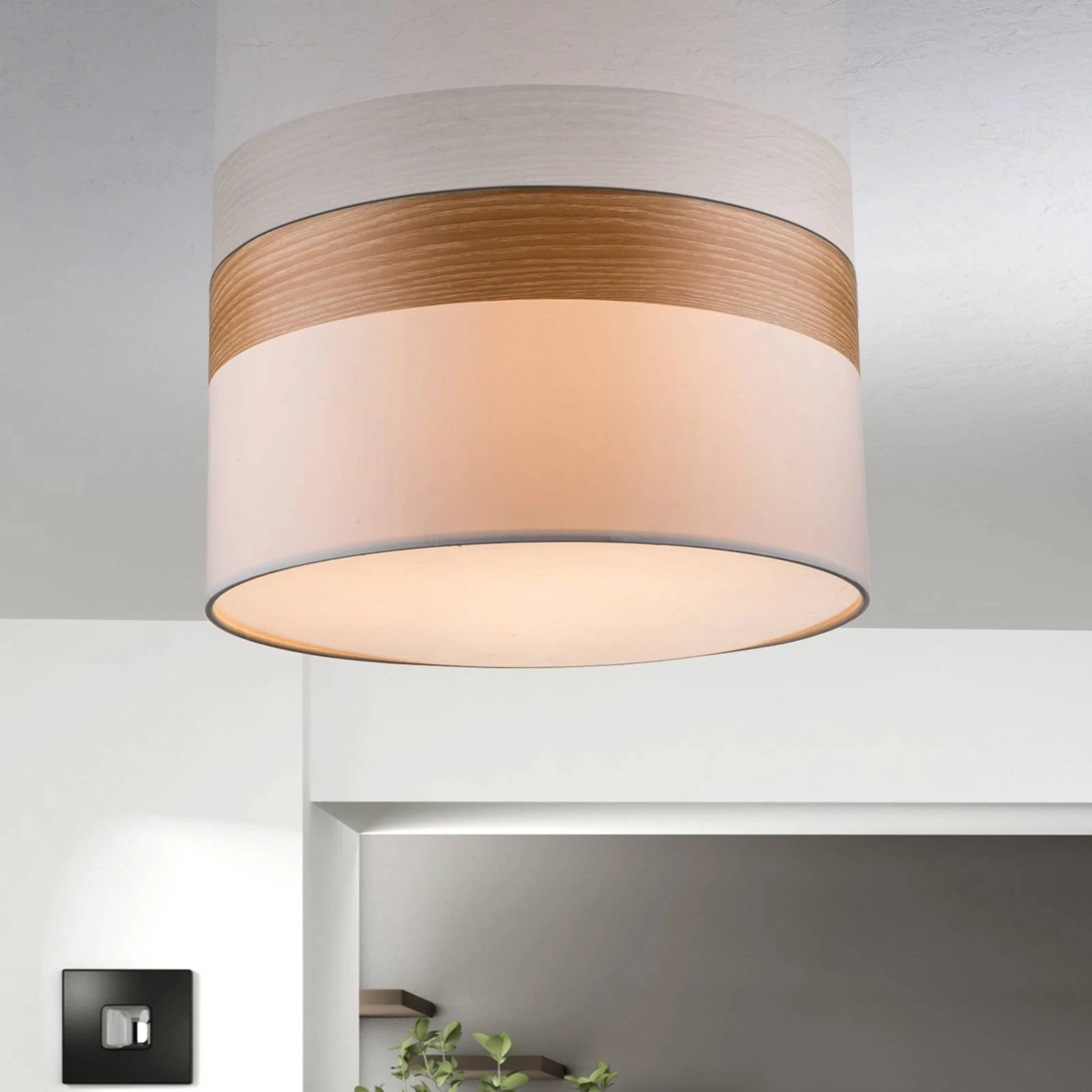 Deckenlampe Libba mit Dekor in Holzoptik günstig online kaufen