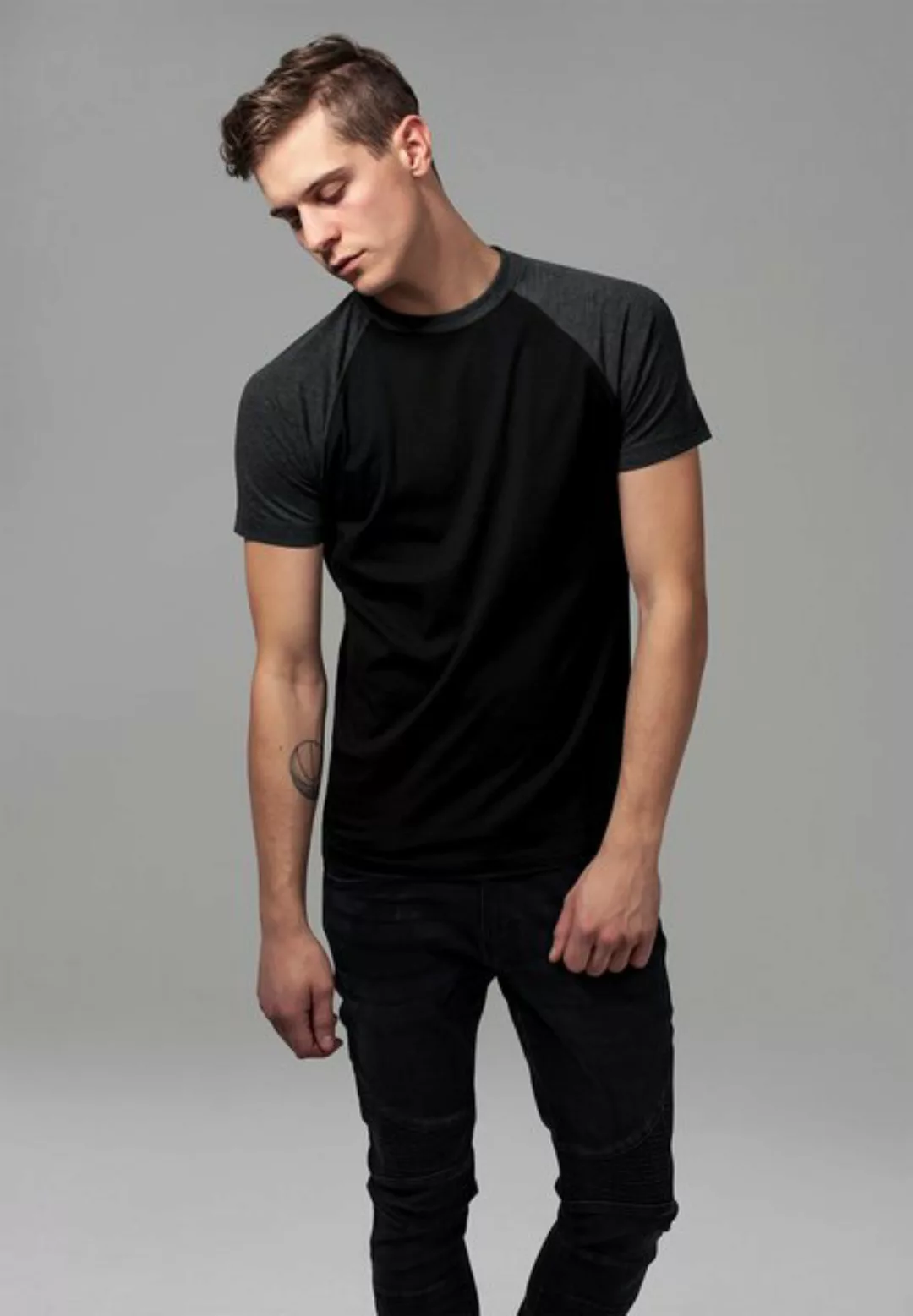 URBAN CLASSICS T-Shirt TB639 - Raglan Contrast Tee blk/cha S günstig online kaufen