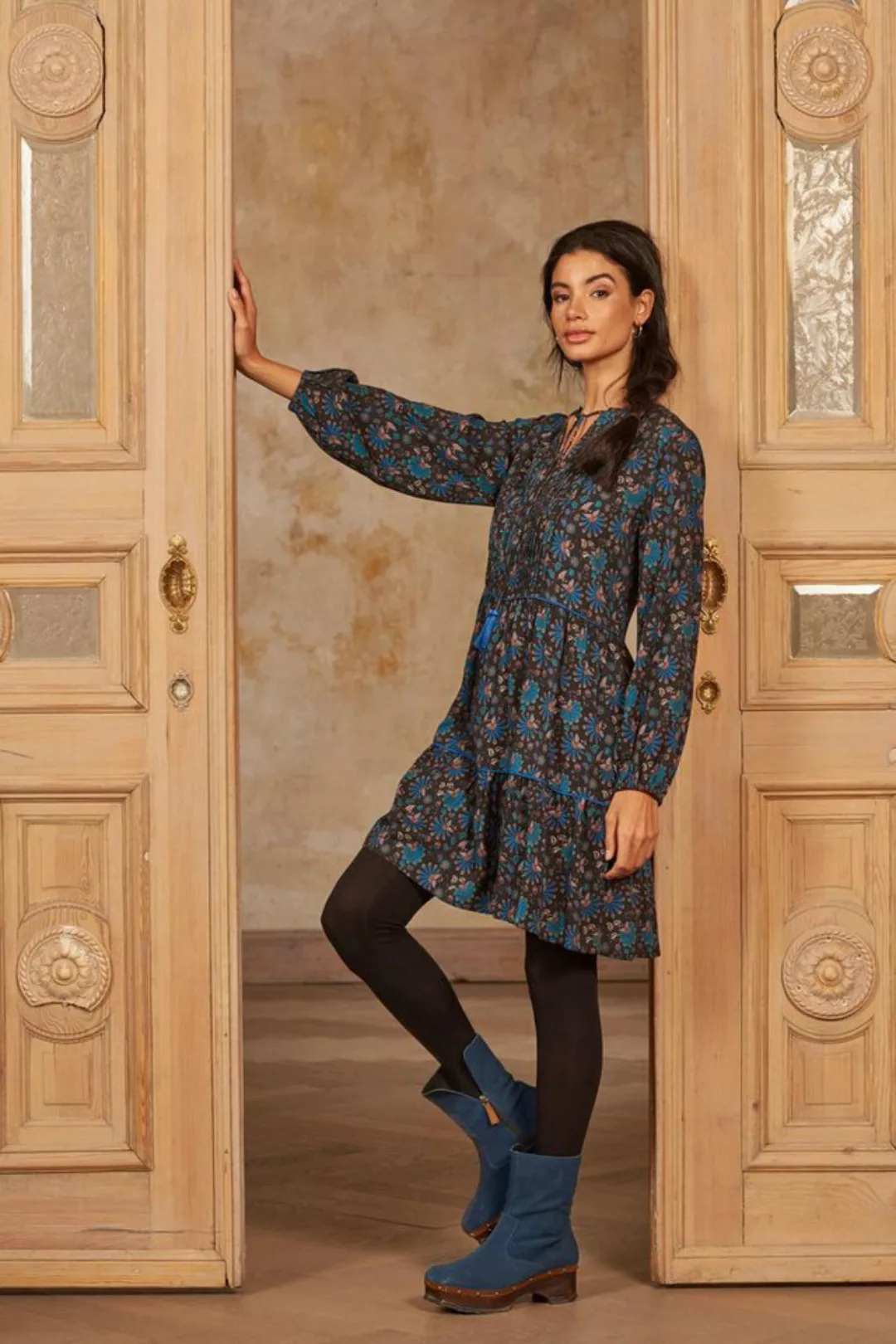 Himalaya Clothing Midikleid Verspieltes Kleid Damen mit Allover-Print aus h günstig online kaufen