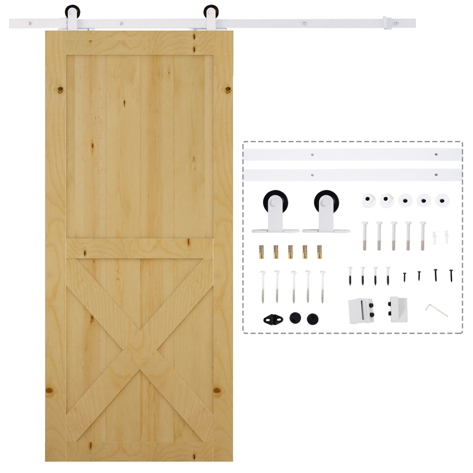 HOMCOM Schiebetüren-Beschlagsatz 183 cm Komplett-Set mit Schienen, Rollen, günstig online kaufen