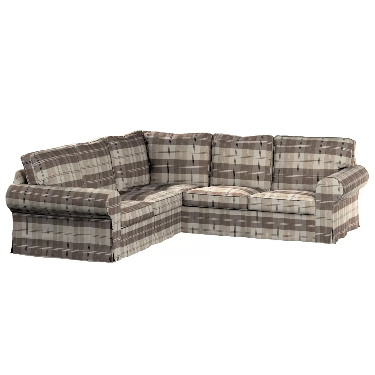 Bezug für Ektorp Ecksofa, braun-beige, Sofahusse für Ektorp Ecksofa, Edinbu günstig online kaufen