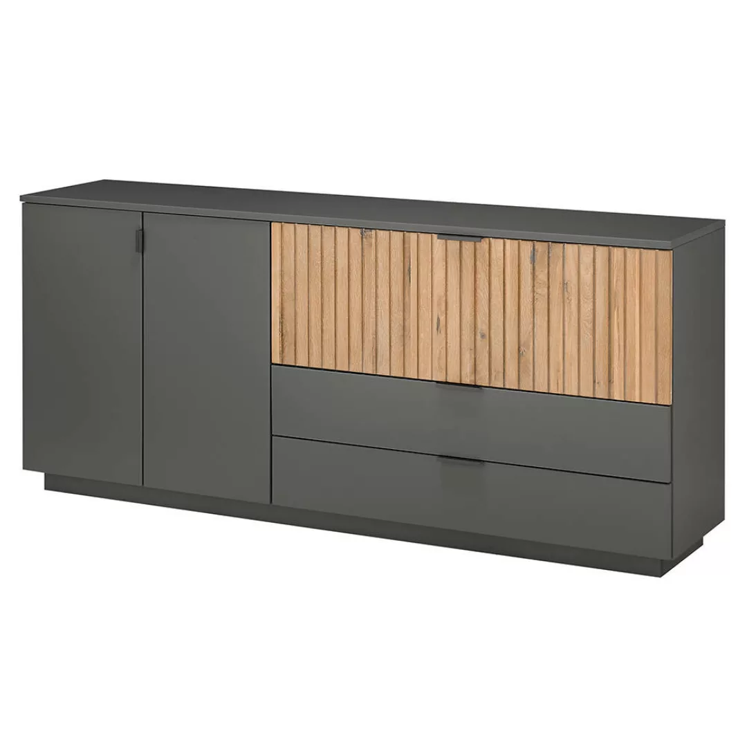 Sideboard modern LUCERA-52 anthrazit Eiche massiv bianco geölt, B/H/T ca. 1 günstig online kaufen