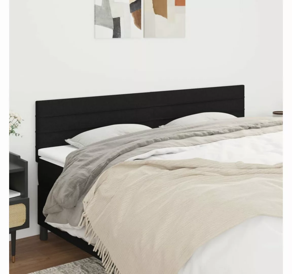 vidaXL Bett, Kopfteile 2 Stk. Schwarz 100x5x78/88 cm Stoff günstig online kaufen