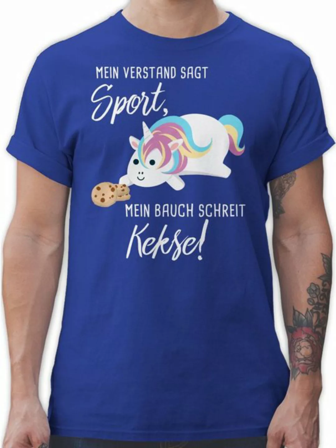 Shirtracer T-Shirt Mein Bauch schreit Kekse! Einhorn - Sprüche Statement mi günstig online kaufen
