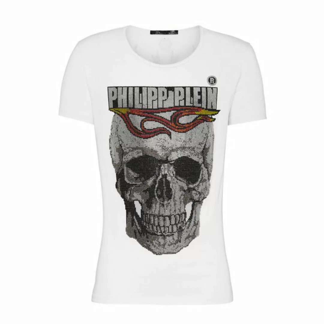 PHILIPP PLEIN T-Shirt MTK3546 mit Strasssteinen-Aufdruck günstig online kaufen