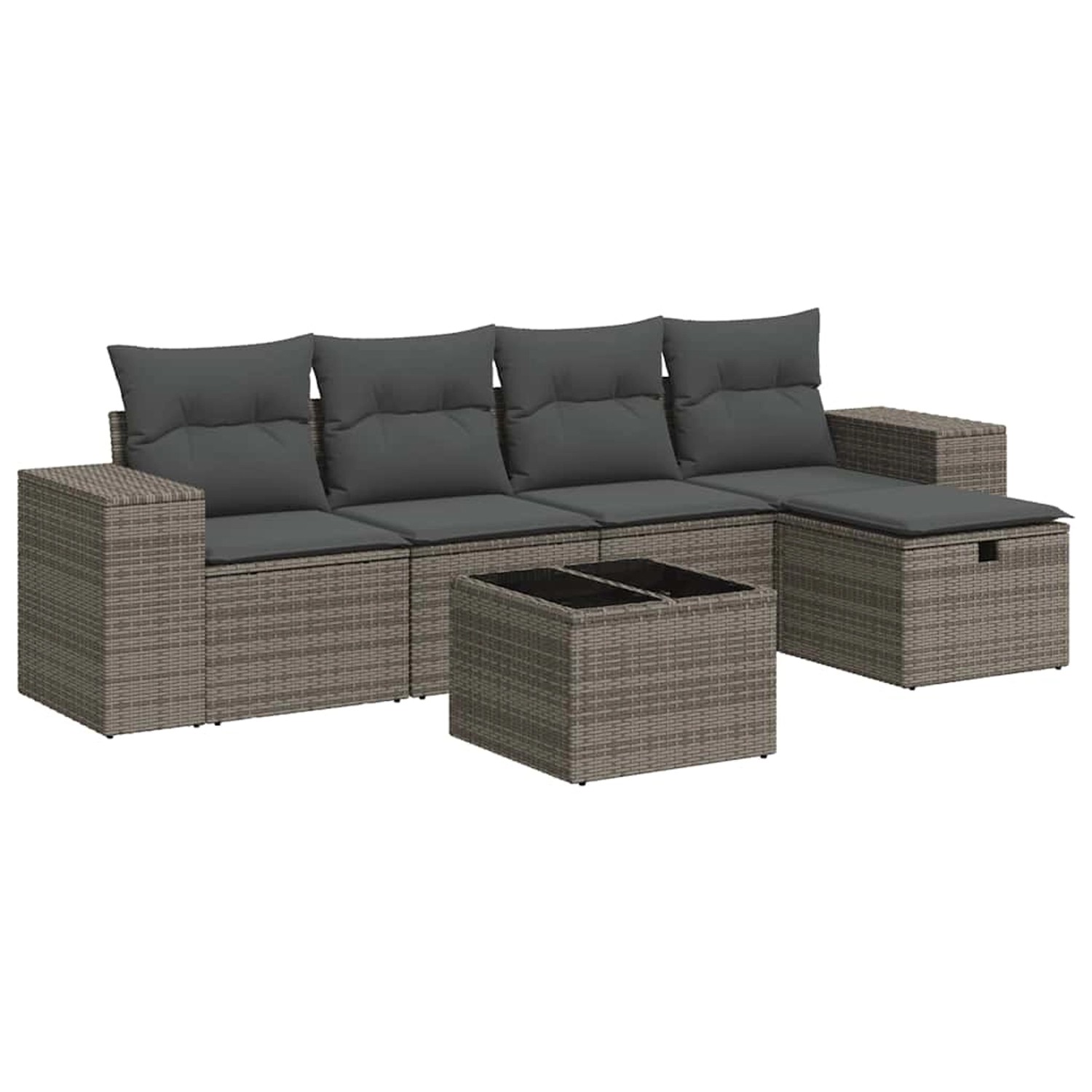 vidaXL 6-Tlg Garten-Sofagarnitur mit Kissen Grau Poly Rattan 3325676 günstig online kaufen