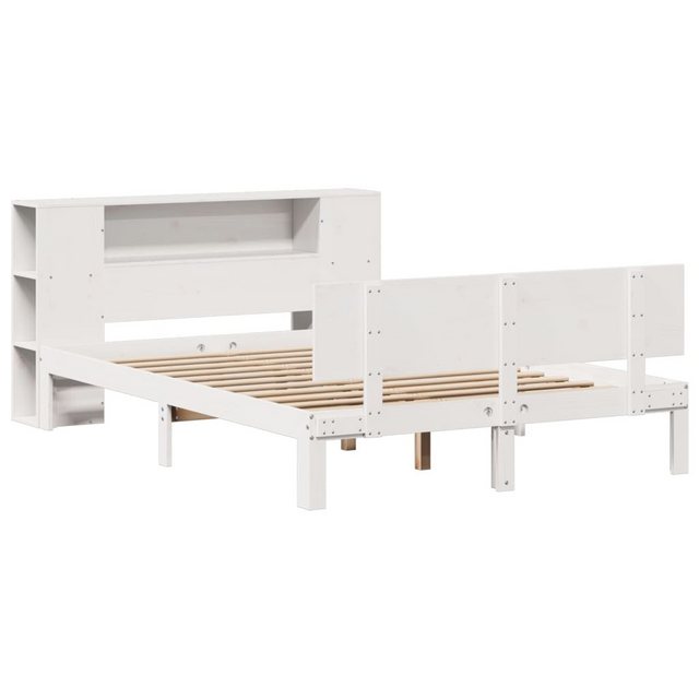 vidaXL Bett Massivholzbett mit Regal ohne Matratze Weiß 135x190 cm Kiefer günstig online kaufen