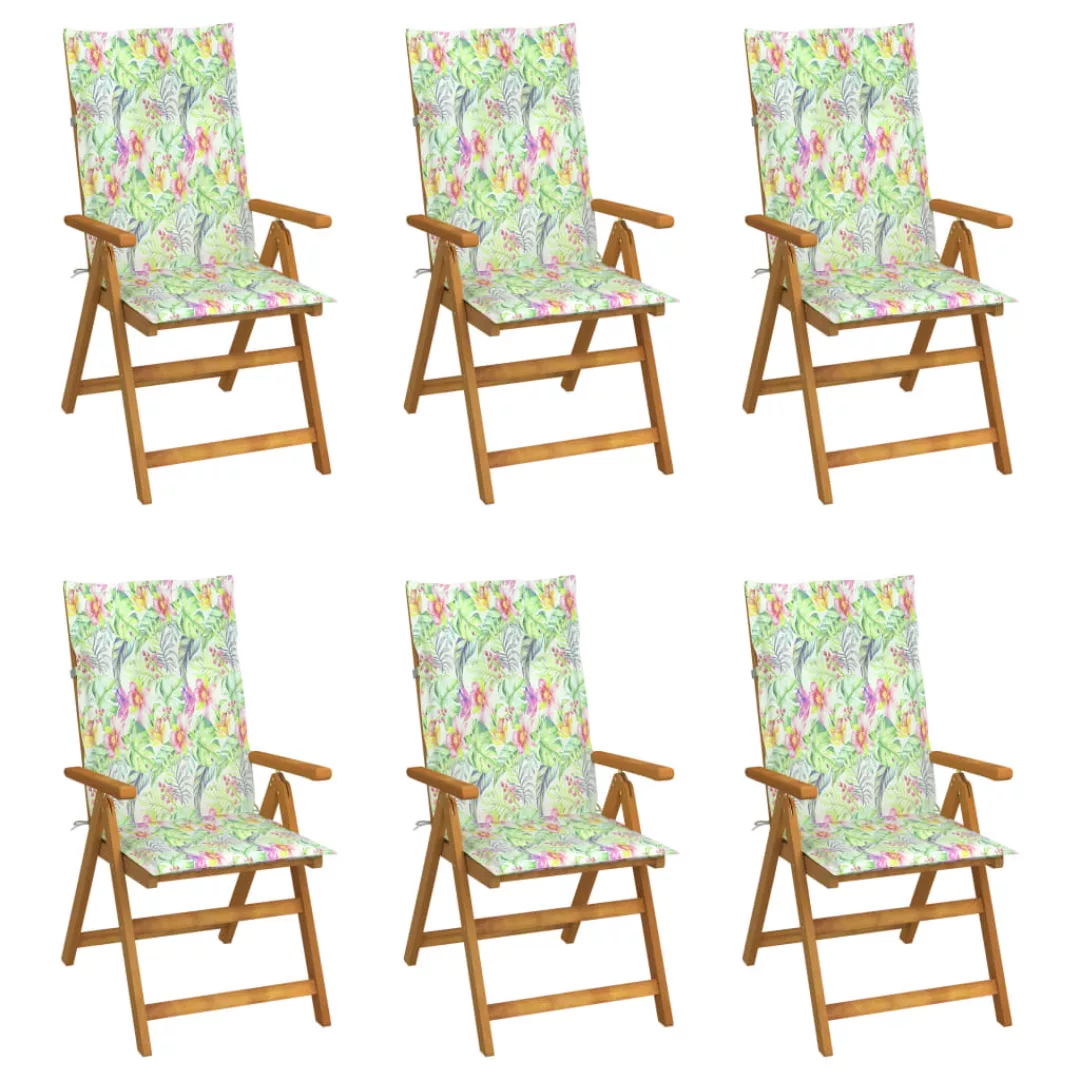 Klappbare Gartenstühle 6 Stk. Mit Auflagen Massivholz Akazie günstig online kaufen