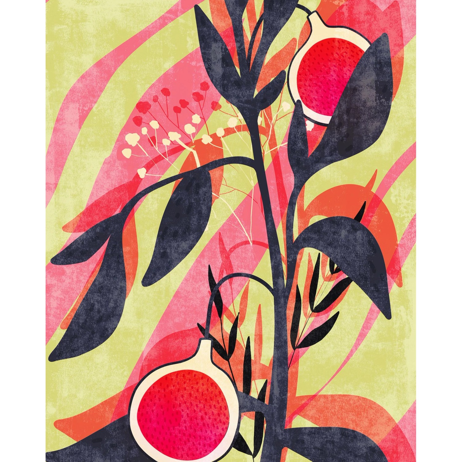 Komar Fototapete Obst Rosa Lindgrün und Dunkelblau 200 x 250 cm 611189 günstig online kaufen