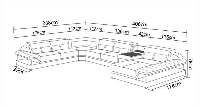 Xlmoebel Ecksofa Neue Polstermöbel U-Form mit USB-Anschluss und Designer-Qu günstig online kaufen