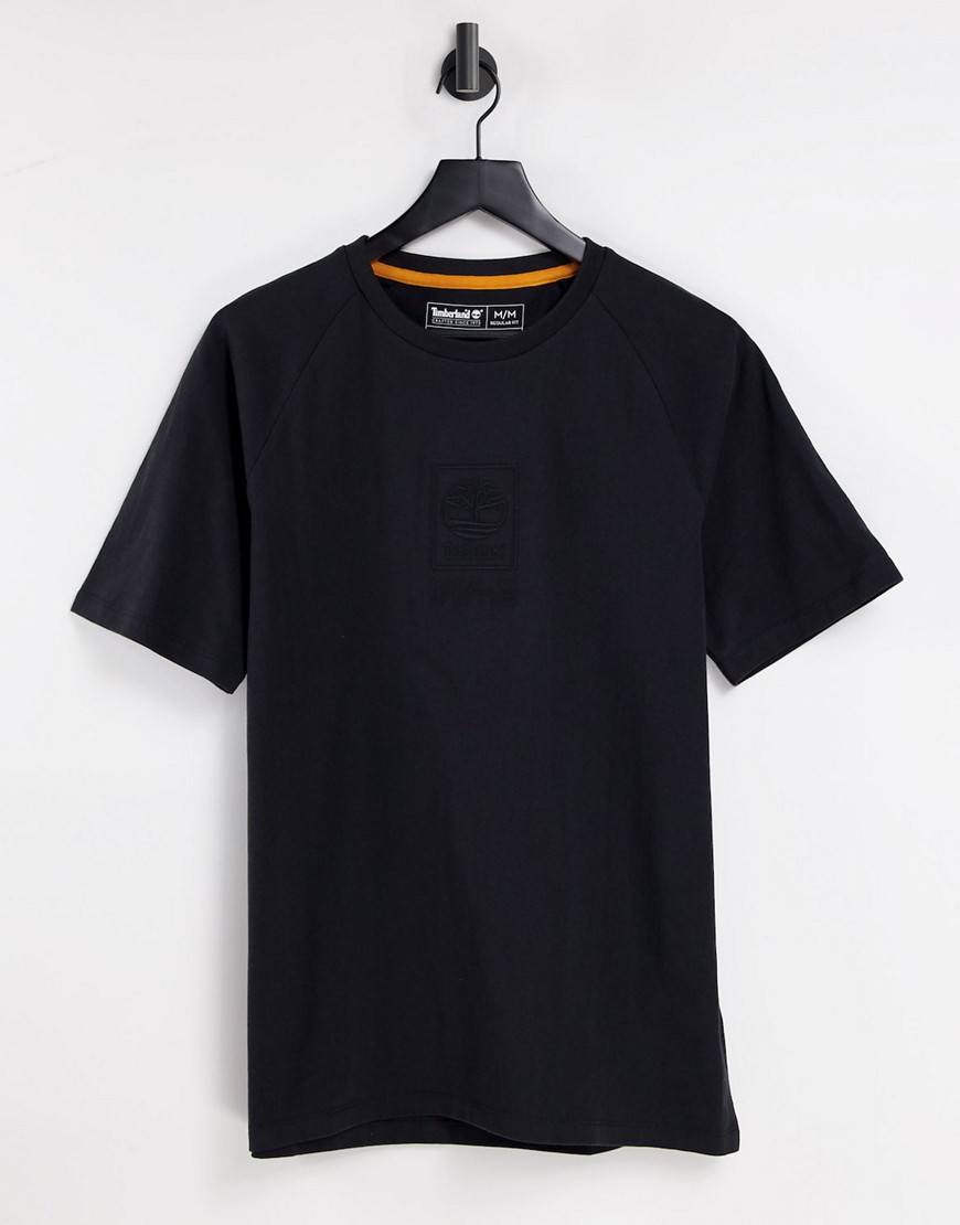 Timberland – Stack – T-Shirt aus schwerem Material in Schwarz mit Logo günstig online kaufen