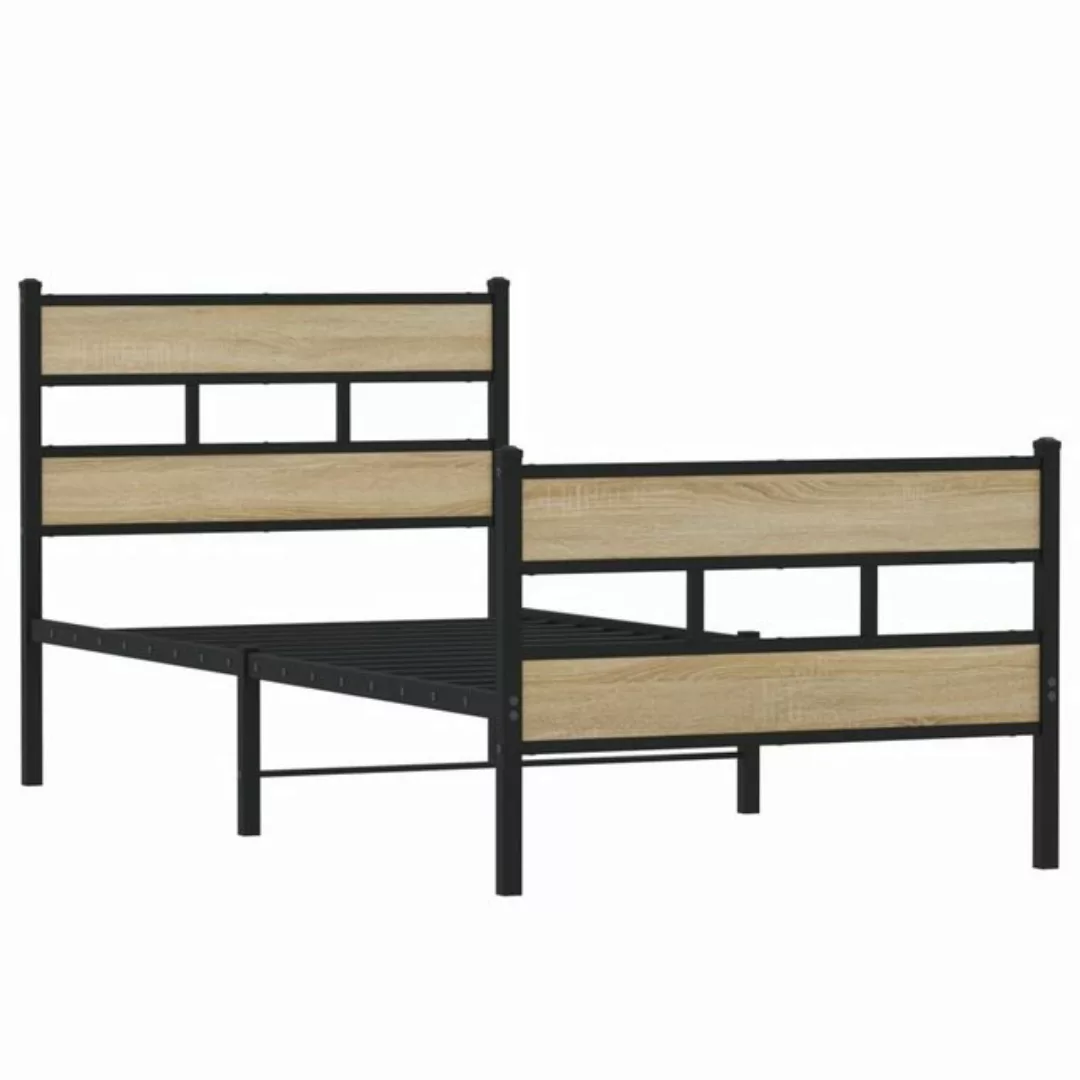 vidaXL Bett Metallbett ohne Matratze Sonoma-Eiche 75x190 cm günstig online kaufen