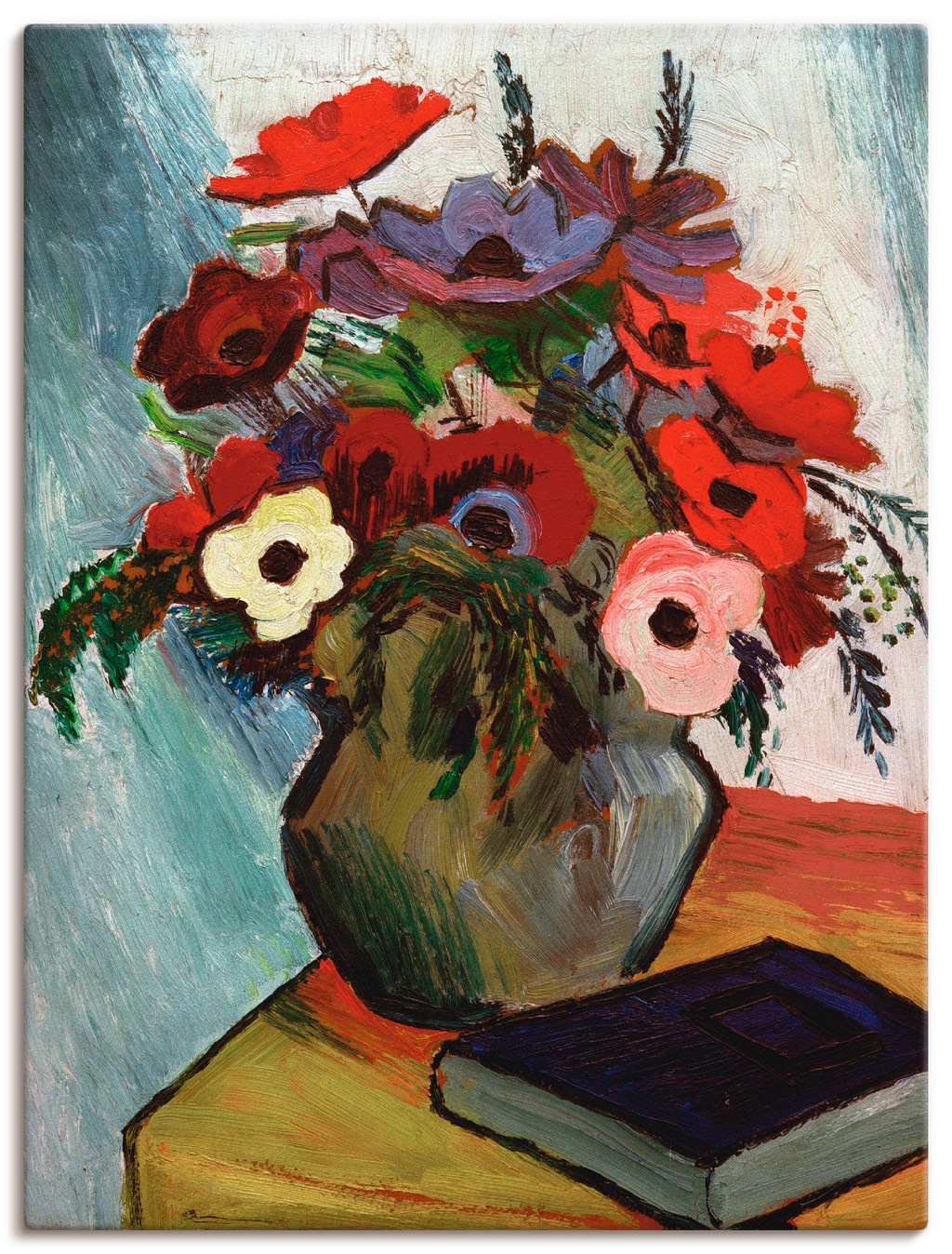 Artland Wandbild "Stilleben mit Anemonen und blauem Buch", Arrangements, (1 günstig online kaufen