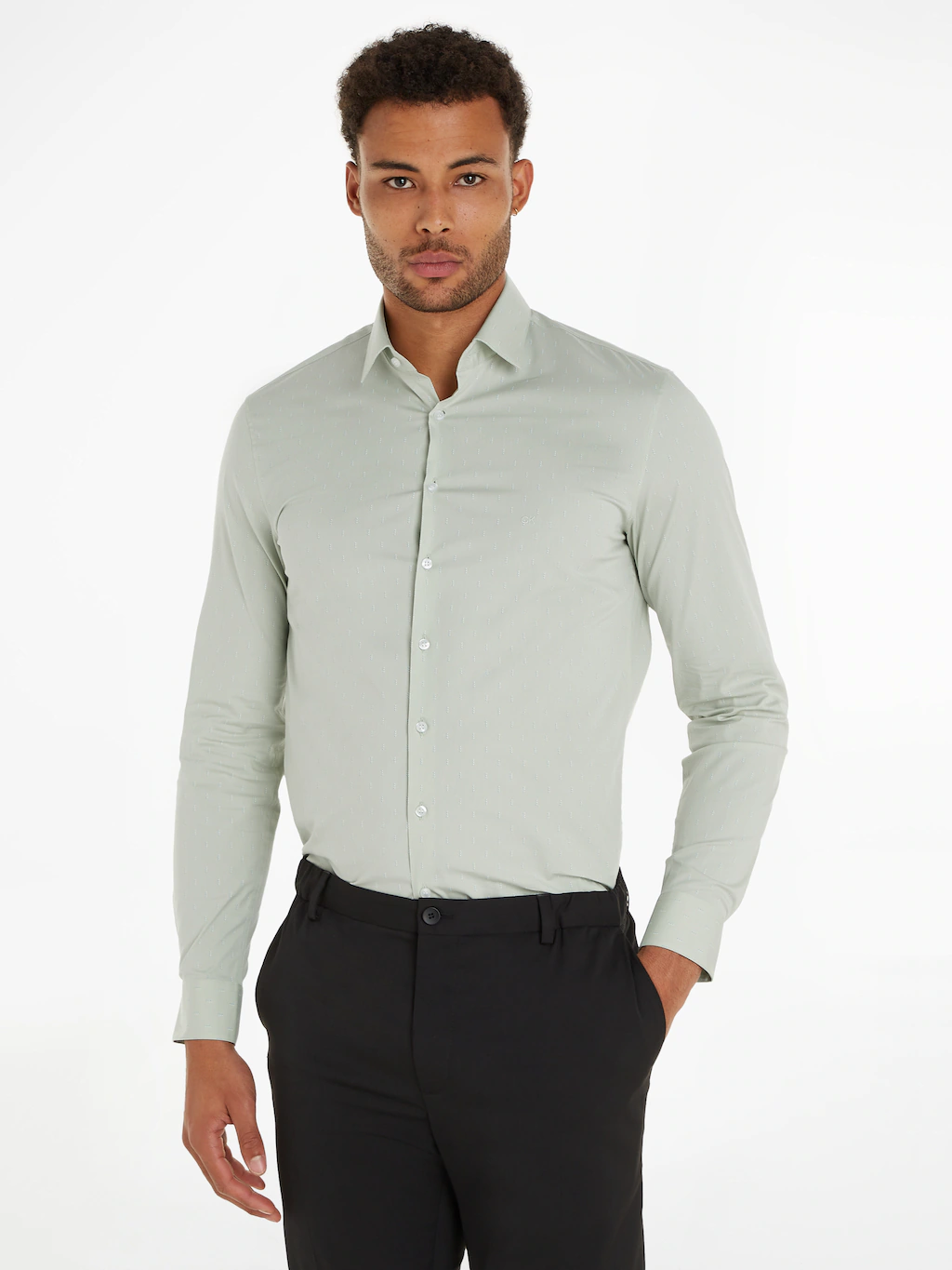 Calvin Klein Langarmhemd "POPLIN LEAF PRINT SLIM SHIRT" günstig online kaufen