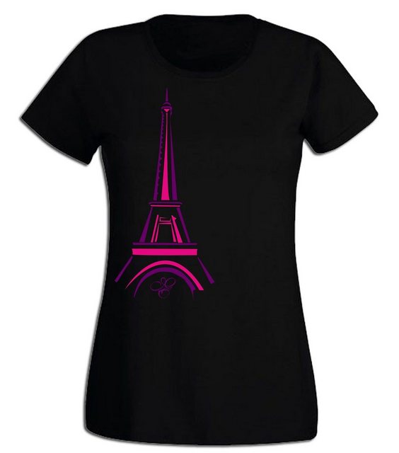 G-graphics T-Shirt Damen T-Shirt - Eiffelturm Pink-Purple-Collection, mit t günstig online kaufen