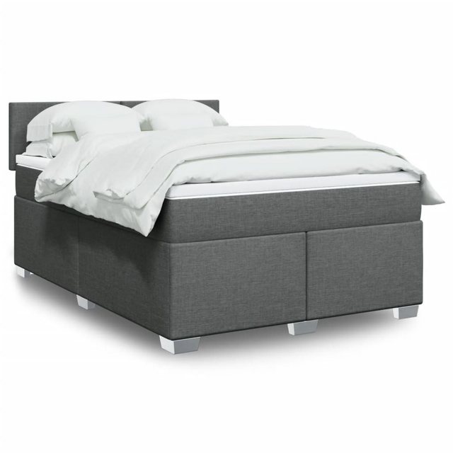 vidaXL Boxspringbett, Boxspringbett mit Matratze Dunkelgrau 140x200 cm Stof günstig online kaufen